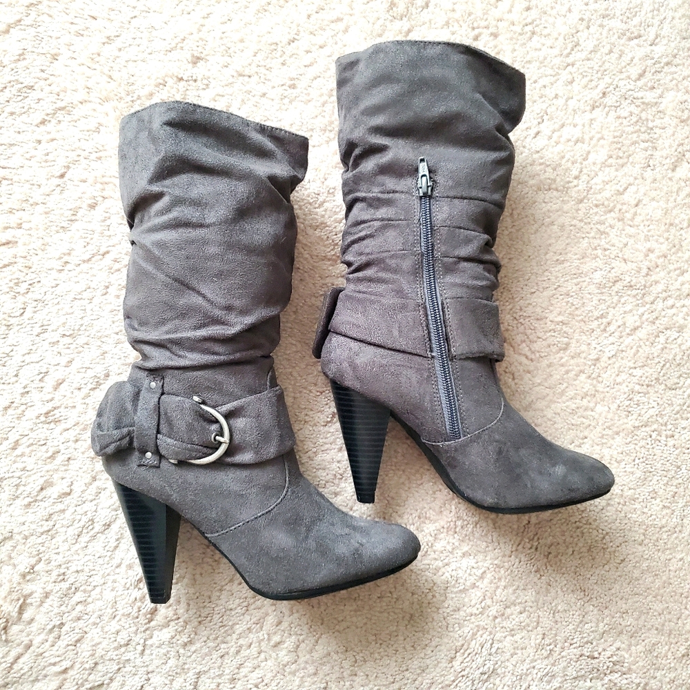 Mid calf heeled boots